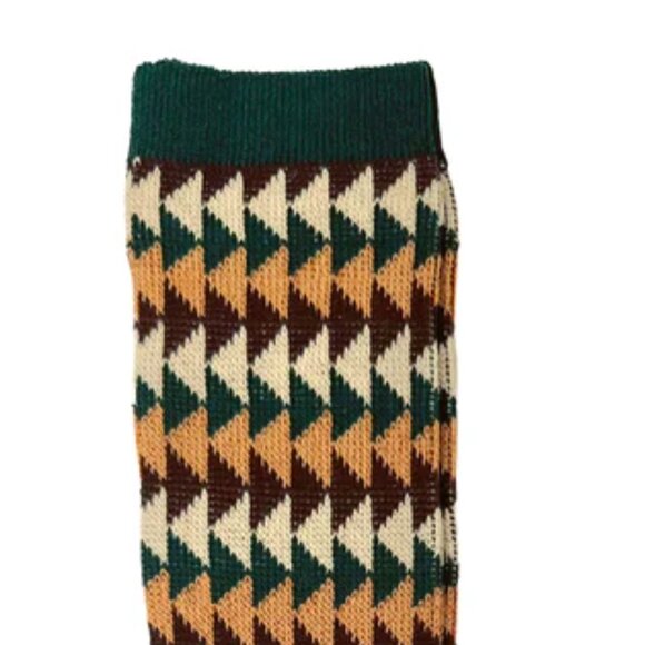 NWT Charley Retro Green Triangle Print Crew Socks - Picture 2 of 5